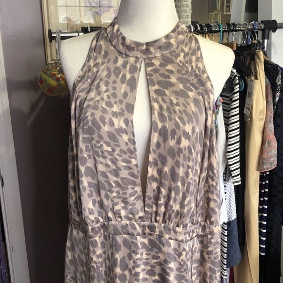 NWT GOOD AMERICAN Honey Leopard Halter Wrap Dress GDW0022 Size 5 XL - Picture 3 of 10
